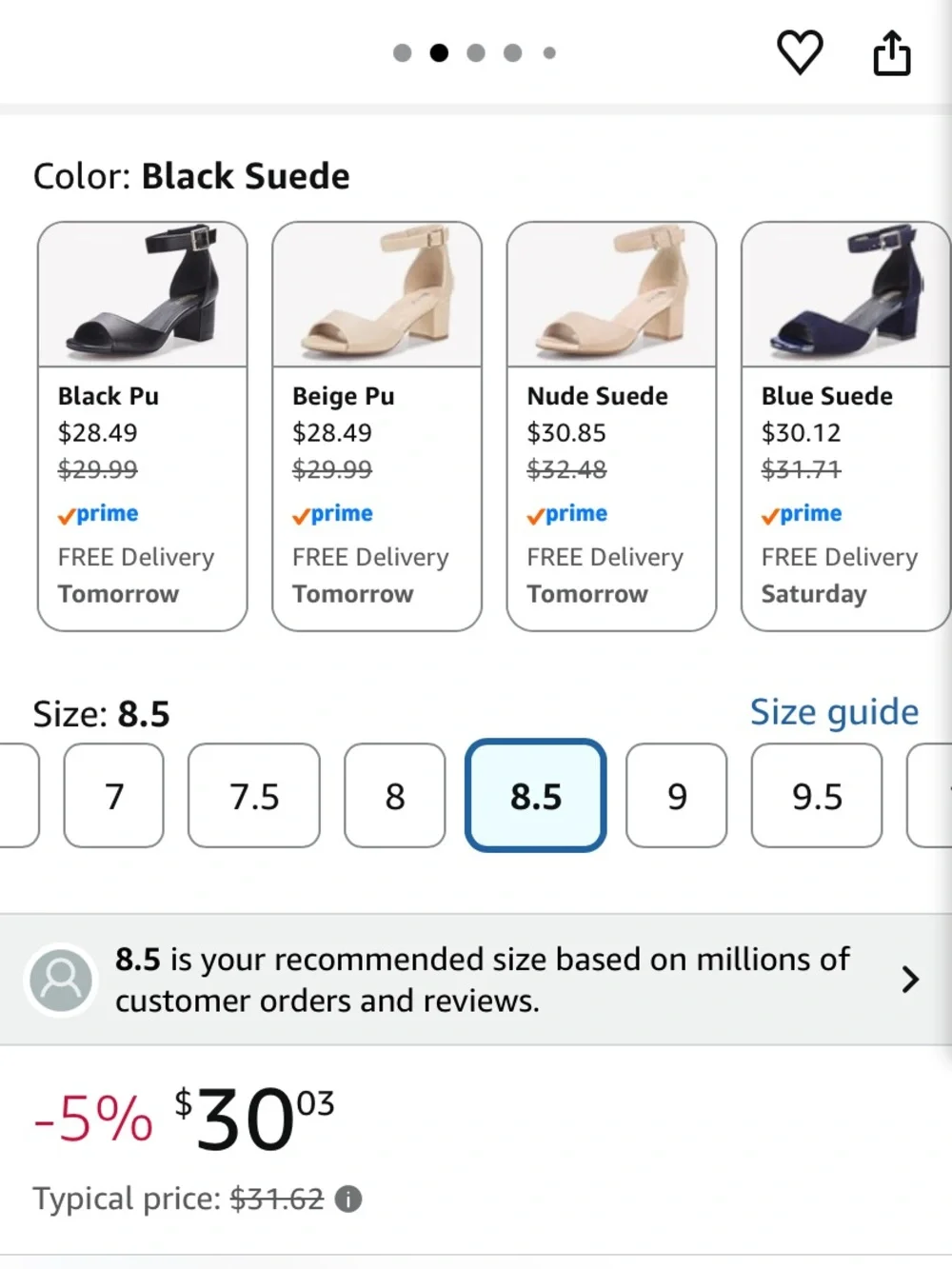 IDIFU Women's Black Suede Block Heel Sandals with Ankle Strap 8.5